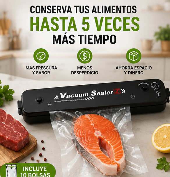 Máquina Selladora al Vacío + 10 Bolsas